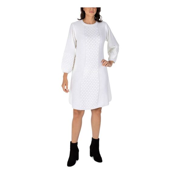 ROBBIE BEE Womens Knit Pullover Balloon Sleeve Above The Knee Sweater Dress - Picture 1 of 5